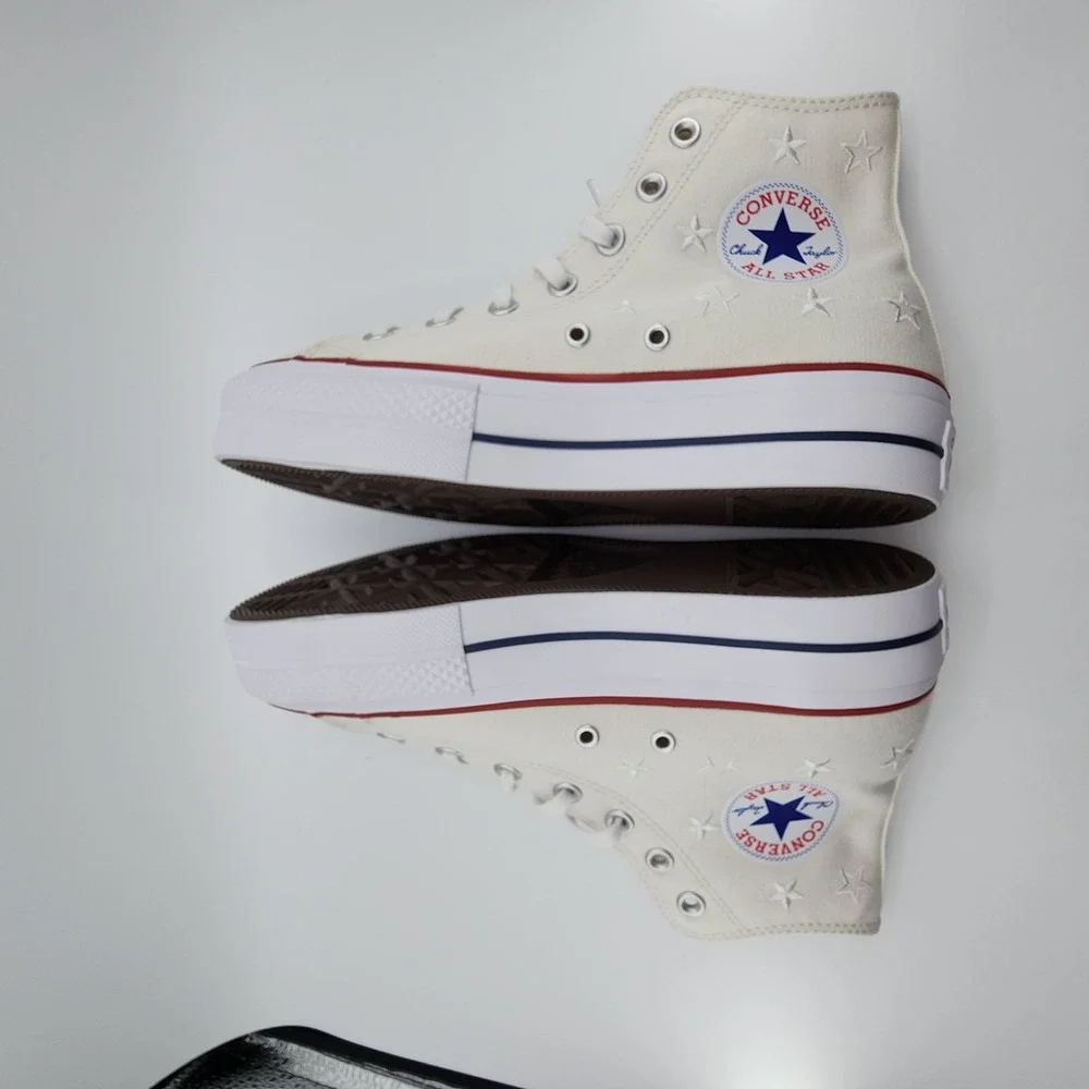 Converse Chuck Taylor All Star Lift Platform Womens 8.5 Vintage White Stars‎ NEW